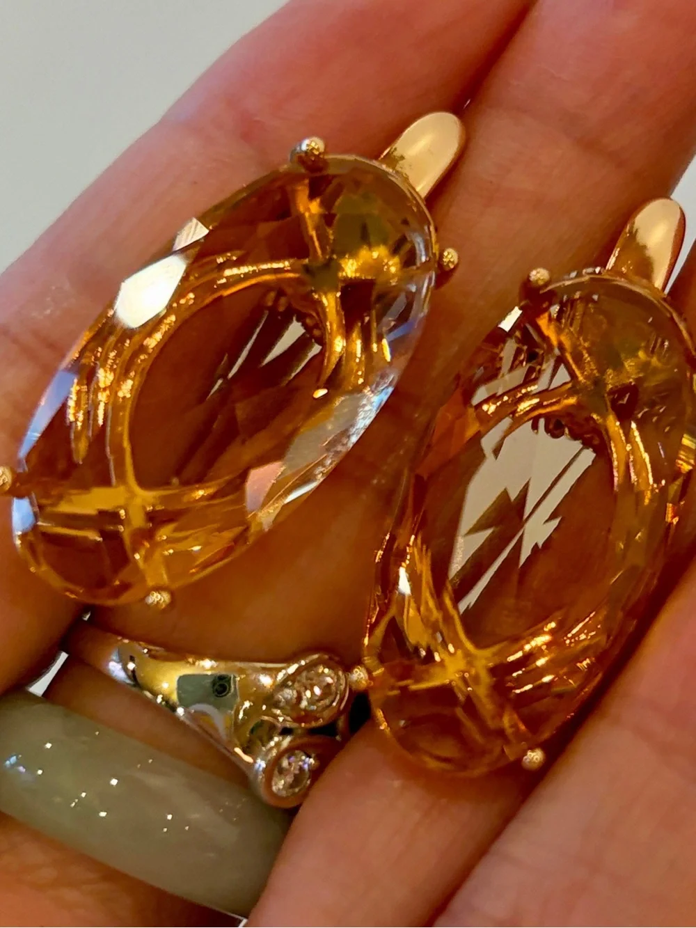 New Rose Gold Plated S925 Sterling Silver citrines Statement Earrings